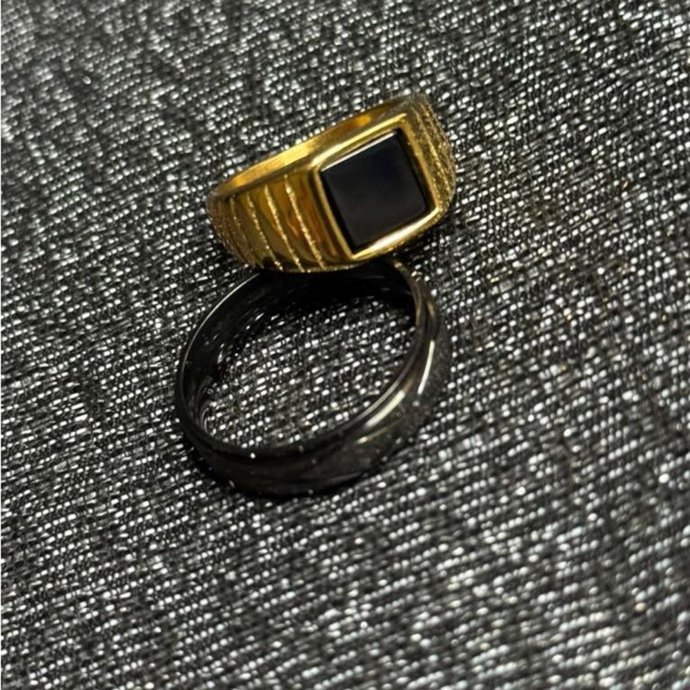 Elegant Gold and Black Men's Ring Duo